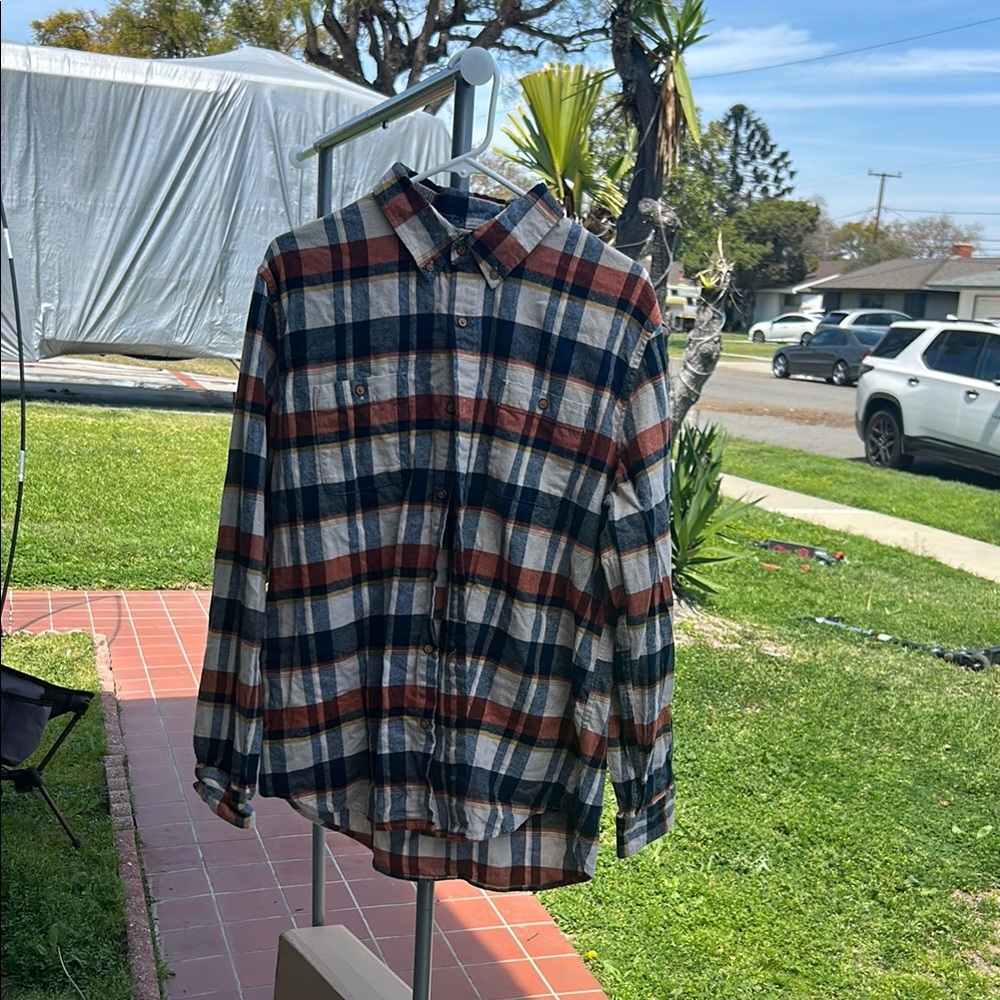 Men's Plaid Shirt - Blue, Red, and White